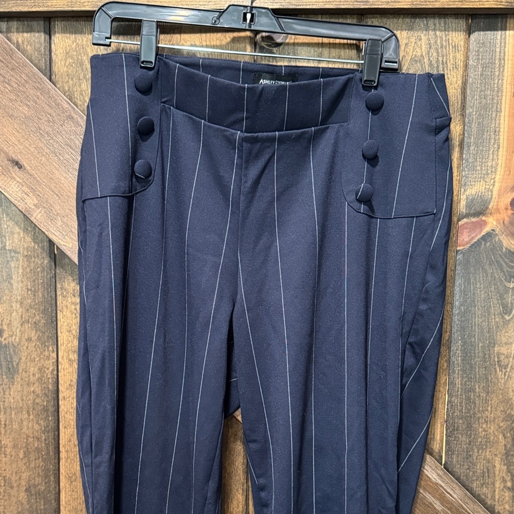 Navy Pinstripe Dress Trousers Size 14/16